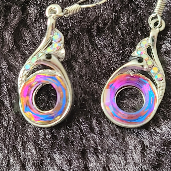 Gorgeous s925 purple/ pink irridescent peacock jewelry set - Picture 5 of 7